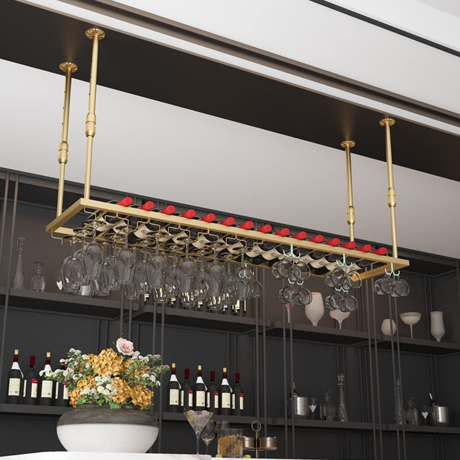 Porte-verres à vin de plafond pour ranger vos bouteilles avec style