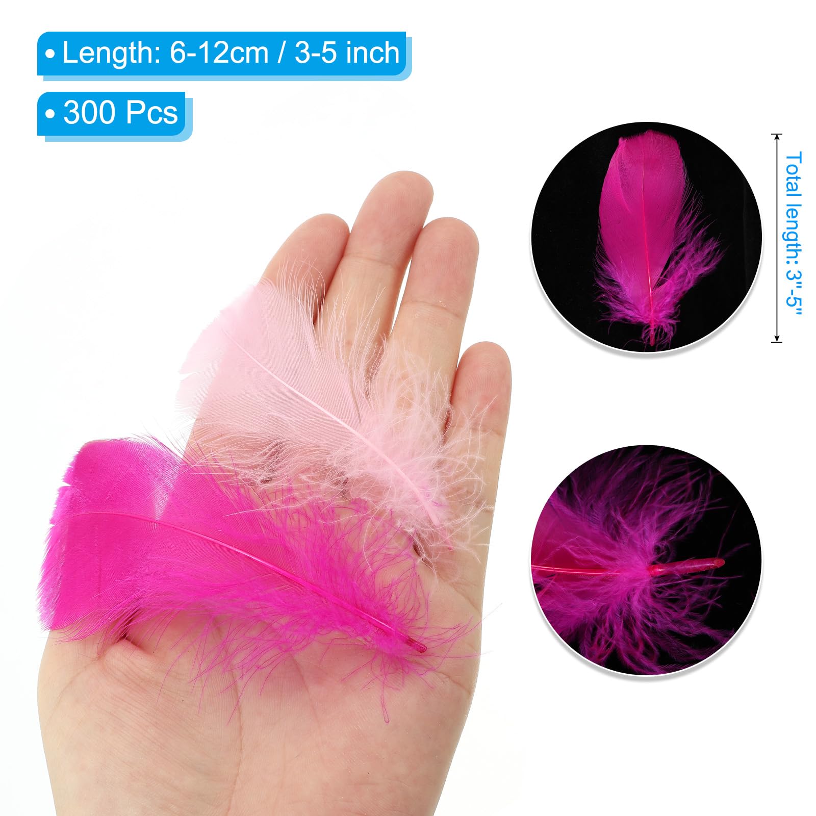 PATIKIL Colorful Feathers 3-5inch, 300pcs Goose Feathers Bulk for Crafts DIY Wedding Home Party Decorations Dream Catcher, Multicolor - Image 2
