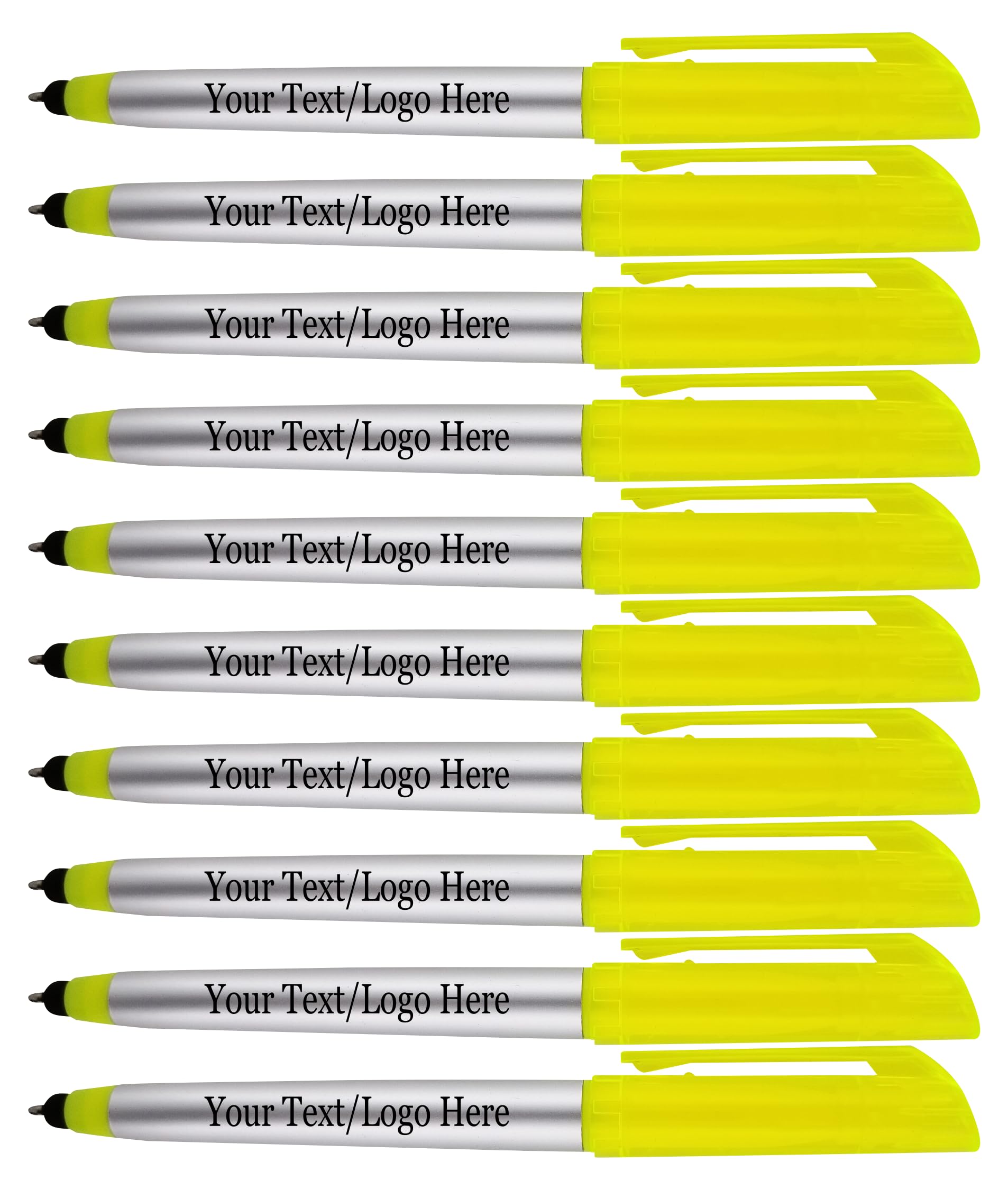 SyPen Personalized Pens with Highlighter and Stylus -250 Pack Bulk-Free Imprint - 3 In Highlighter, Ballpoint Pen, and Stylus Combo- add Custom
