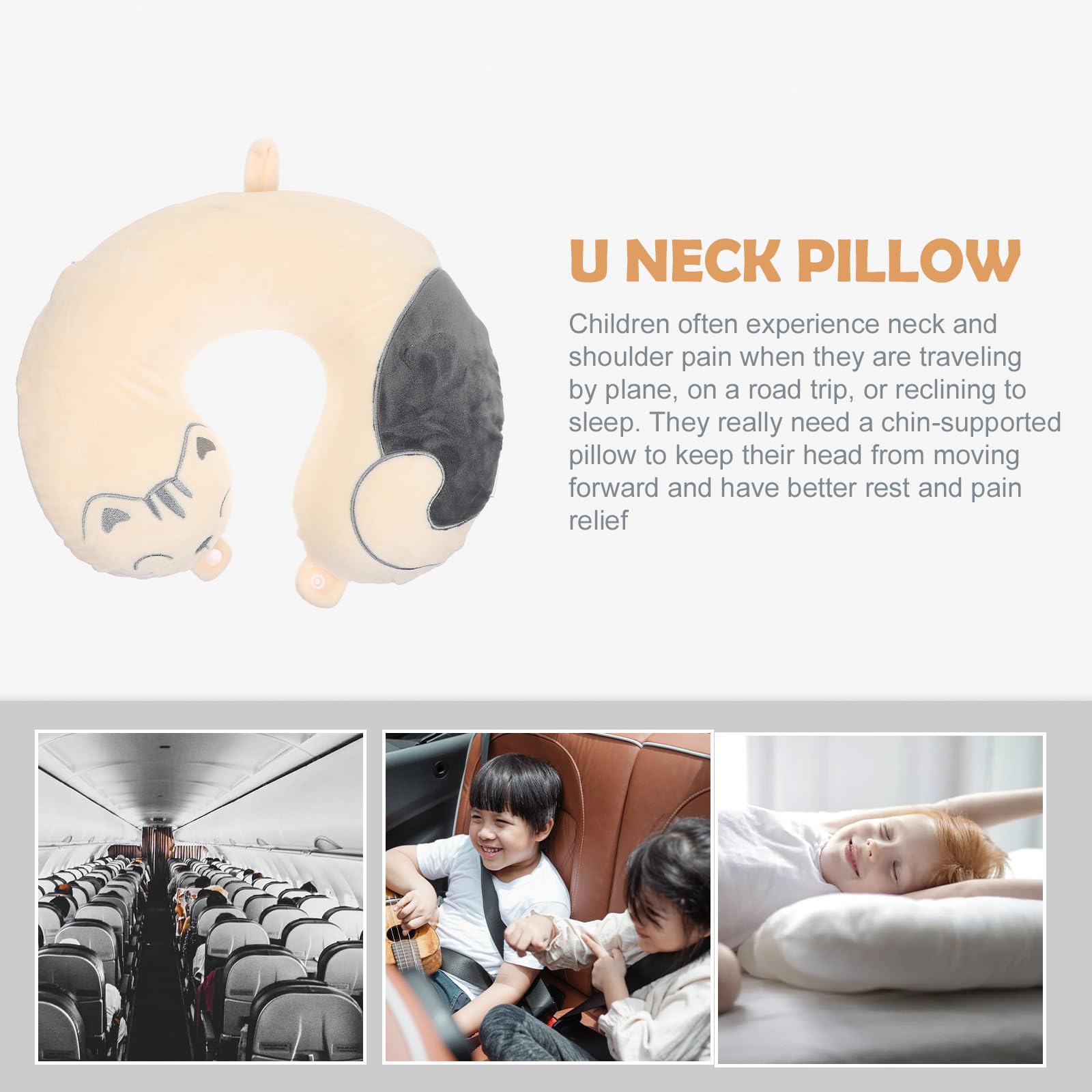 DOITOOL Almohada de Viaje en Forma de U para Oficina y Descanso, Soporte Cervical Diseño Ergonómico, Material de Algodón Blando y Tacto Cómodo para Siestas