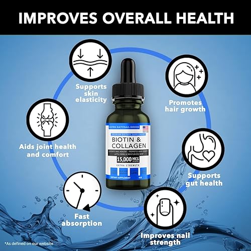 Miniatura 6 de Super Natural Goods Vitaminas de biotina y colágeno, pérdida de cabello, salud intestinal, antienvejecimiento, cuidado de la piel y uñas, fabricadas