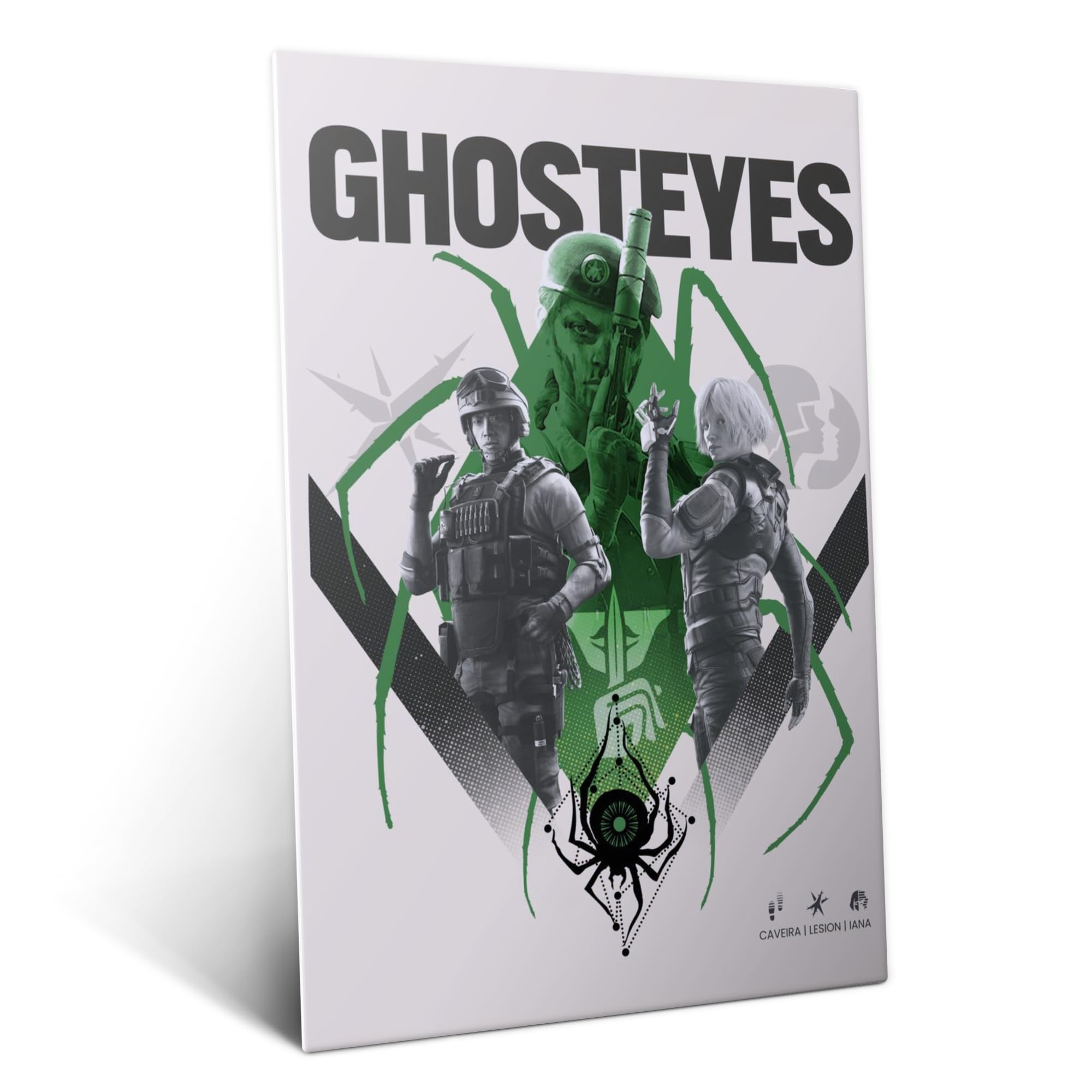 Displate Metall poster Six Siege Ghosteyes Größe L | Bilder Wanddeko Wohnzimmer & Schlafzimmer Wandbilder, Geschenk. Wandkunst mit Magnet-Befestigung, ohne Bohren.