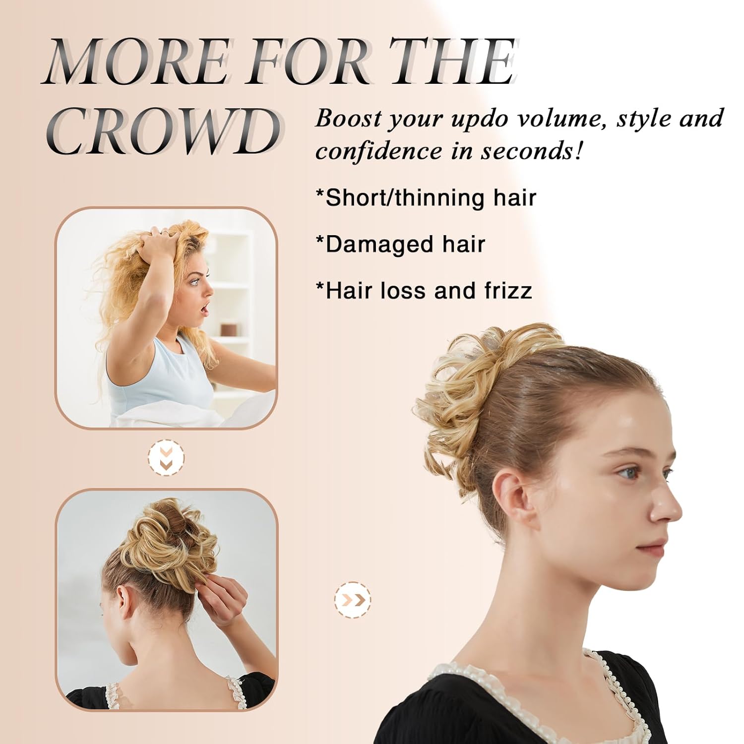 Large Messy Bun Hair Piece Curly Synthetic Extensions Scrunchies Fake Chignon Updo Hairpieces for Women Dark Brown - Image 6