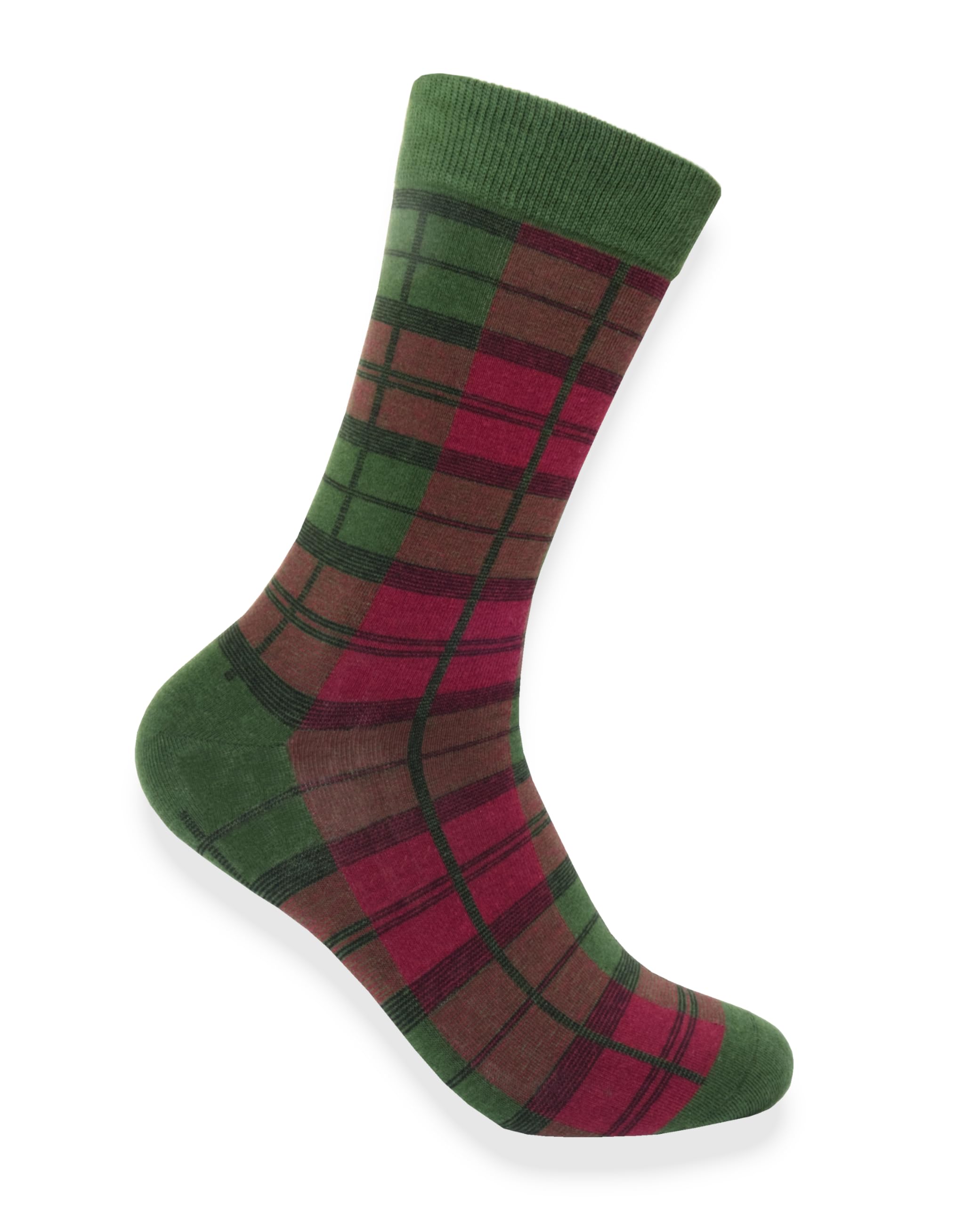 Tartan Studio Unisex Lindsay Red & Green Tartan Socks Combed Cotton Socks For Him | Classic Clan Plaid Design | Uk 7-11
