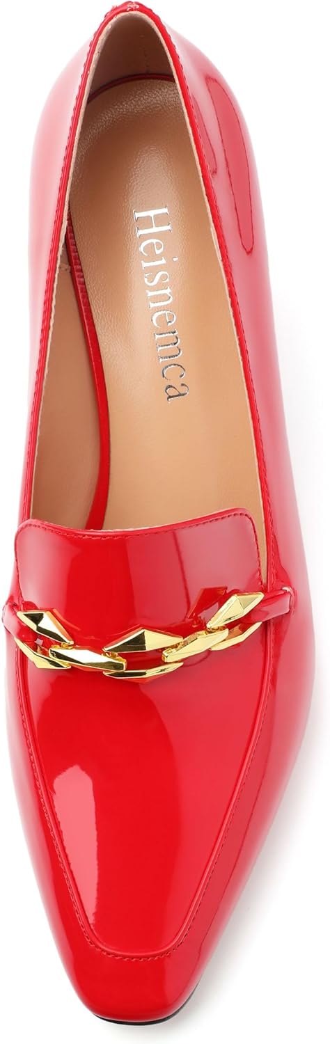 Womens Chunky Block High Heel, Square Toe Closed Pumps Slip-on Loafers Shoes Dress Party Office Basic Classic Shoes 2.5IN - Image 4