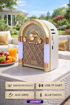 M-68BT Retro Tasar m Bluetooth Radyo - AM/FM/SW 3 Bantl ,  arj Edilebilir USB/TF KART/AUX
