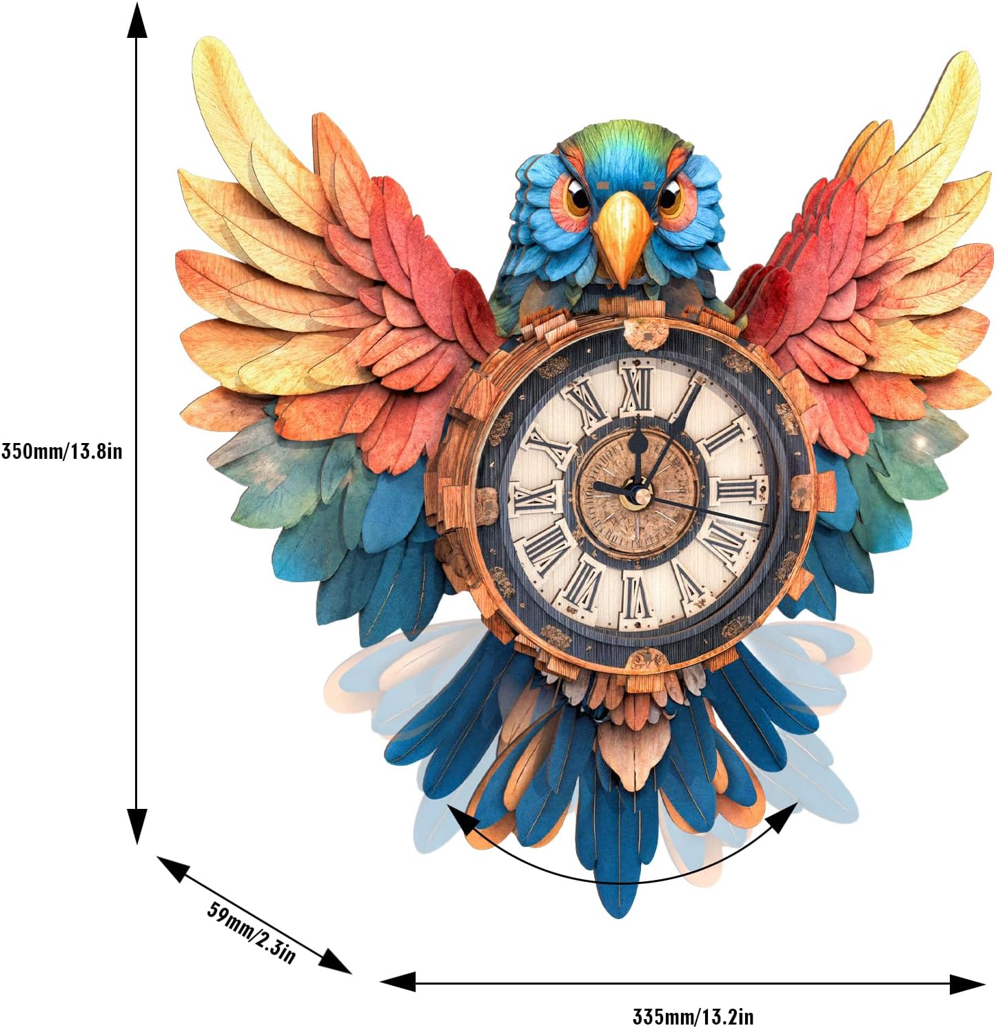 3D Wooden Puzzles for Adults Parrot Clock - Wall ‌‌Clock Puzzle Xmas Room Model Building Kit Creative Art Craft Gift Home Decor for DIY Enthusiasts, Brain Teaser Building Set Birthday Gifts