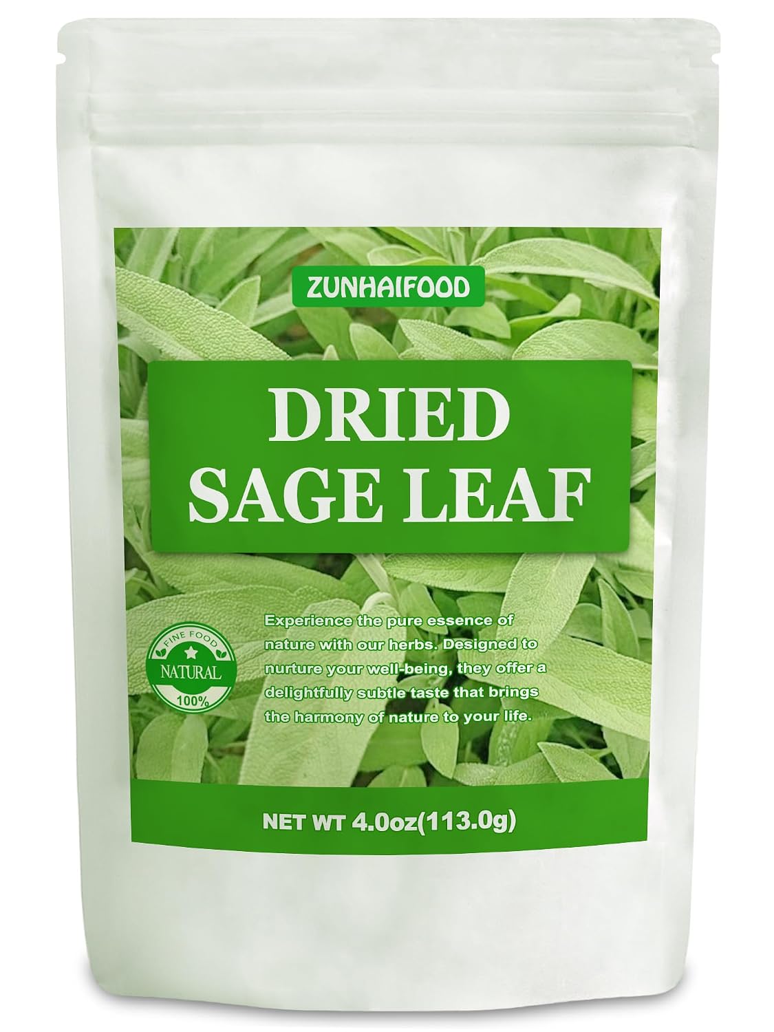 Dried Sage Leaves - 4oz (113g) | 100% Natural Culinary Herb | Culinary Grade, Non-GMO, Resealable Bag