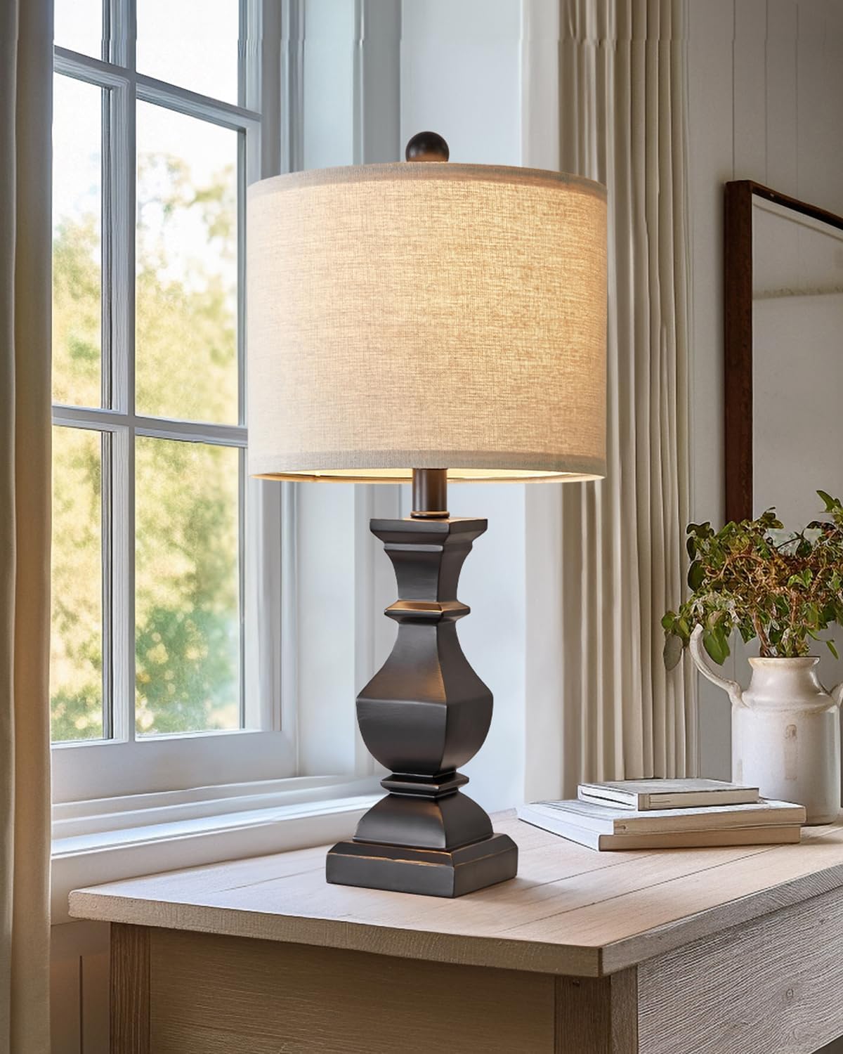 PoKat 20.5'' Bedside Table Lamp for Bedroom Nightstand - Farmhouse Lamp ...