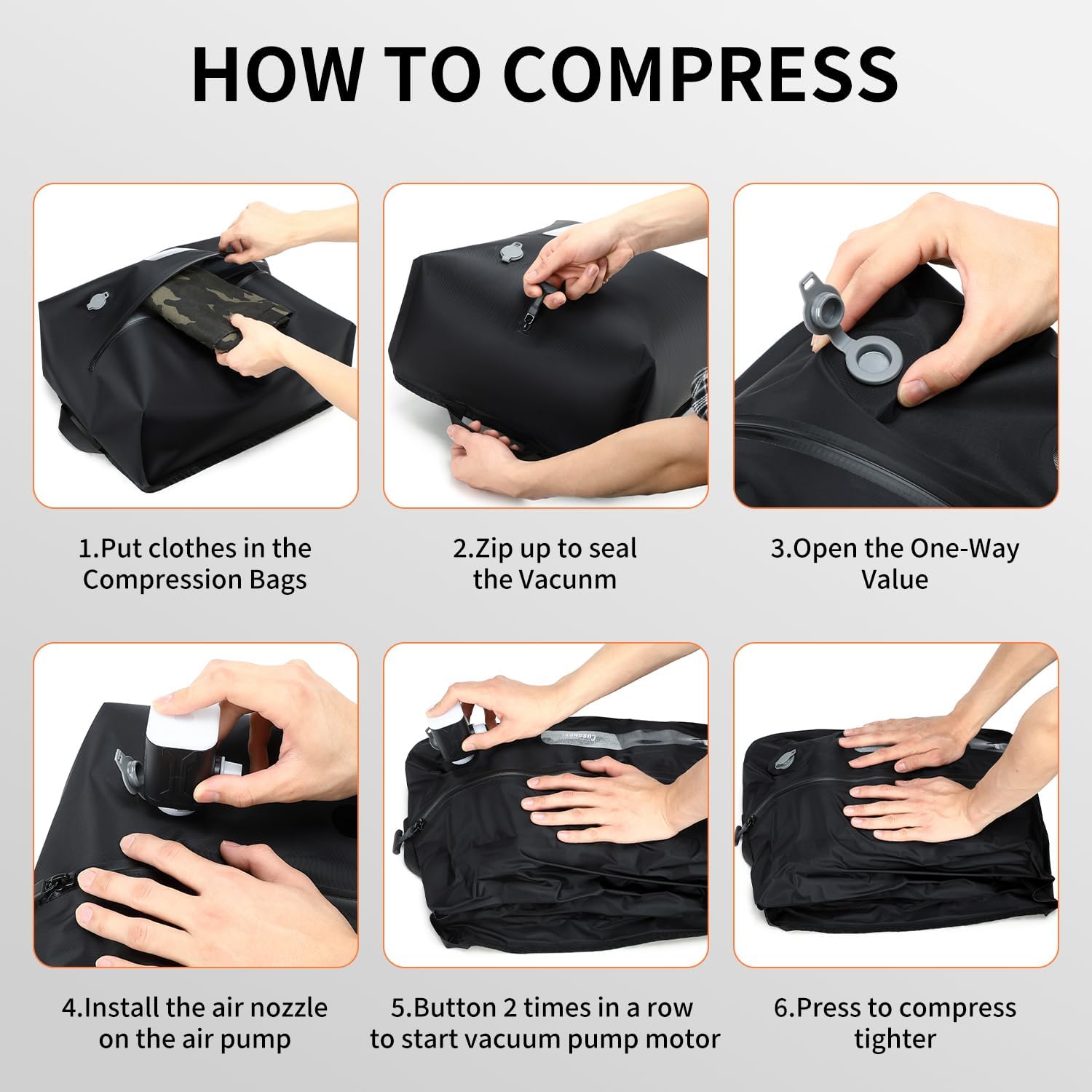 Cusangel travel vacuum bags with pump,18L with Pump Included,Vacuum Sealed bag for Luggage and Backpacks (External pump bags 2pack)