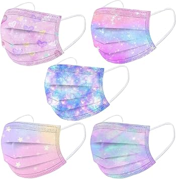 50PCS Kids Face_Mask Children 3Ply Earloop Breathable Kids Boys Girls Outdoor School Back to School Supplies Starry sky gifts