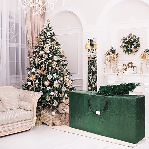 Miniatura 7 de Bolsa de almacenamiento grande para árbol de Navidad, se adapta a árbol de vacaciones desmontado de hasta 9 pies, con cremalleras suaves y ranura