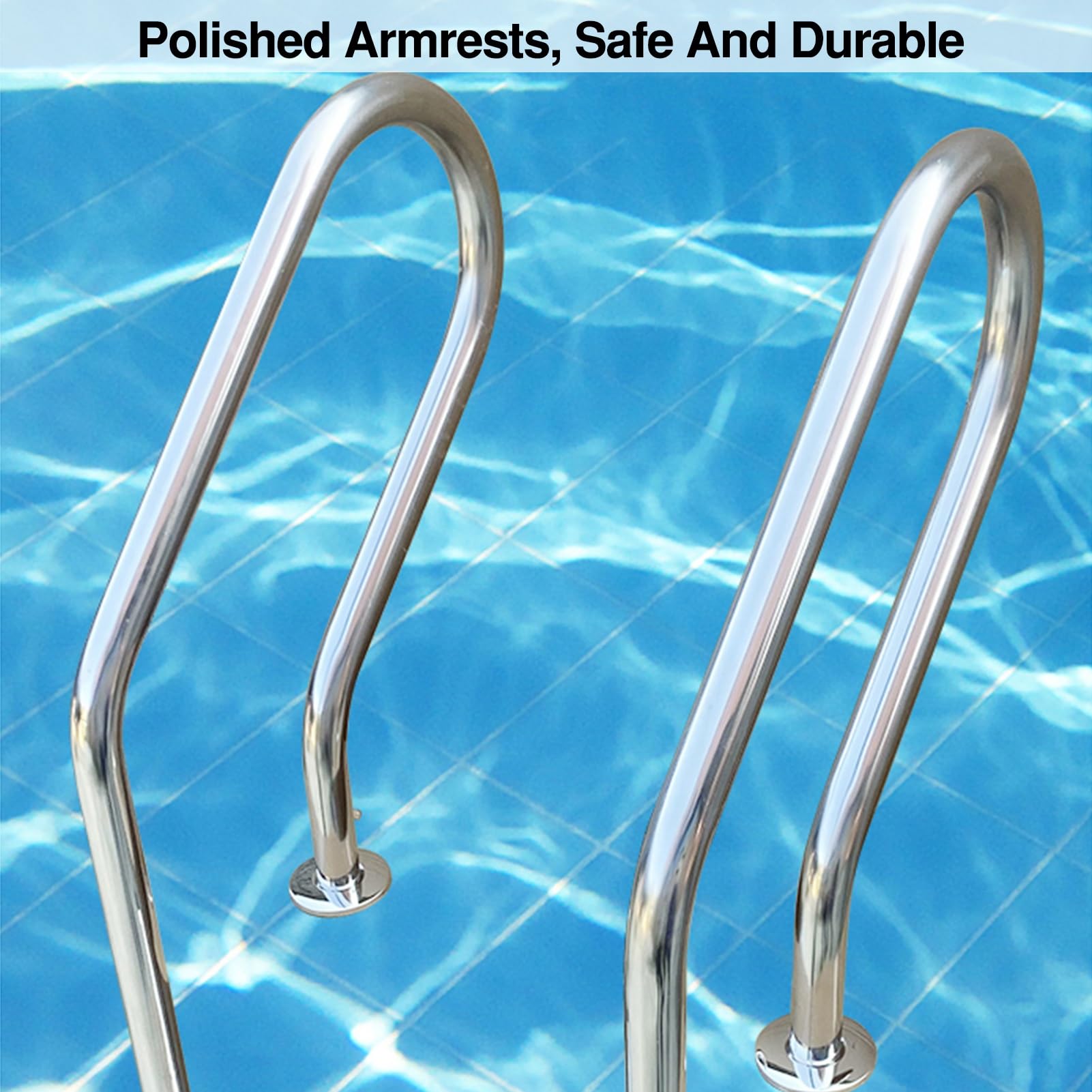 Scaletta per Piscina, corrimano in Acciaio Inox Integrato, Portata 250 kg, Adatta per Piscine e parchi Acquatici (2 gradini)