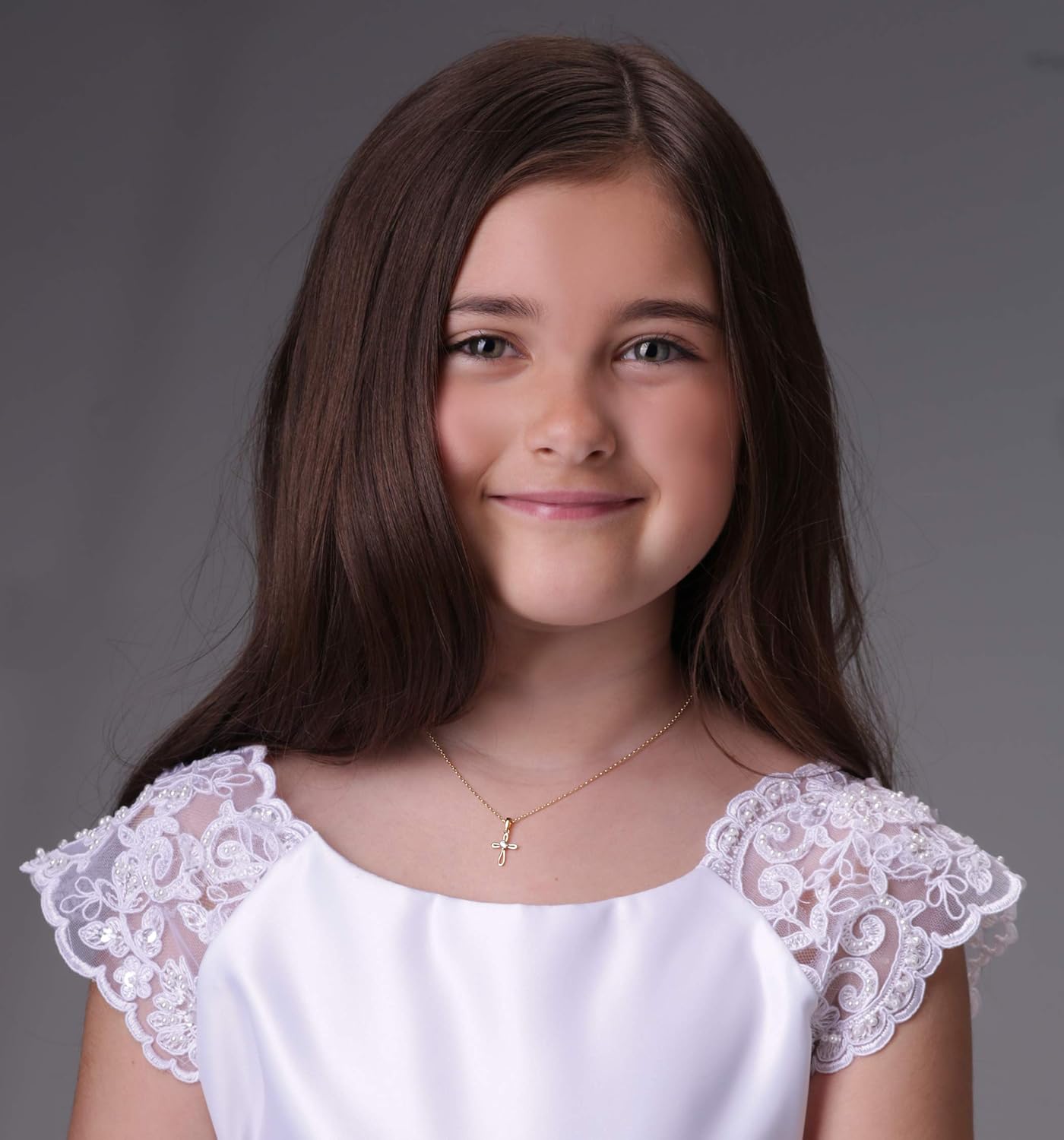 Girl's 14K Gold-Plated First Communion infinity Cross Pendant Necklace with CZ, 14 inch: Clothing, Shoes & Jewelry