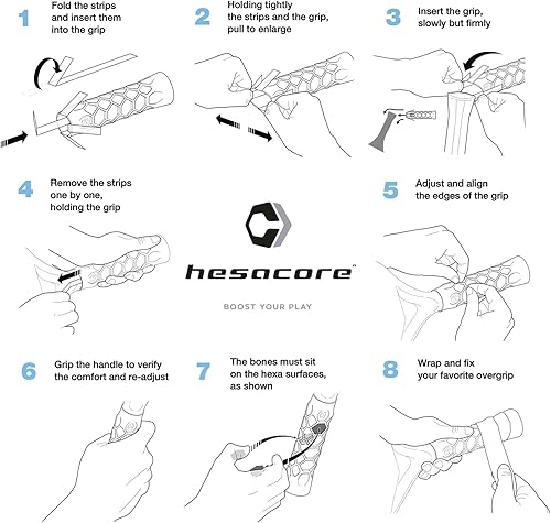 Miniatura 3 de Pala de pádel Carbon Grip – 5.25 pulgadas – Soporta codo de tenis, mejora la fuerza de agarre, reduce la vibración con soporte para los dedos y
