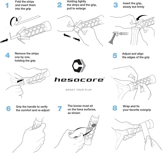 Hesacore Padel Racquet Carbon Grip - 5.25in - Supports Tennis Elbow, Enhances Grip Strength, Reduces Vibration with Finger Support and Anti-Sweat - Medium
