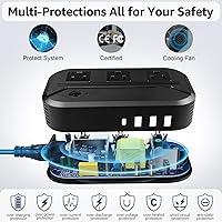 Vista 5 de Convertidor de voltaje de 2300 W, convertidor de corriente internacional reductor de 220 V/240 V a 110 V/120 V, adaptador de viaje con 3 USB + 1