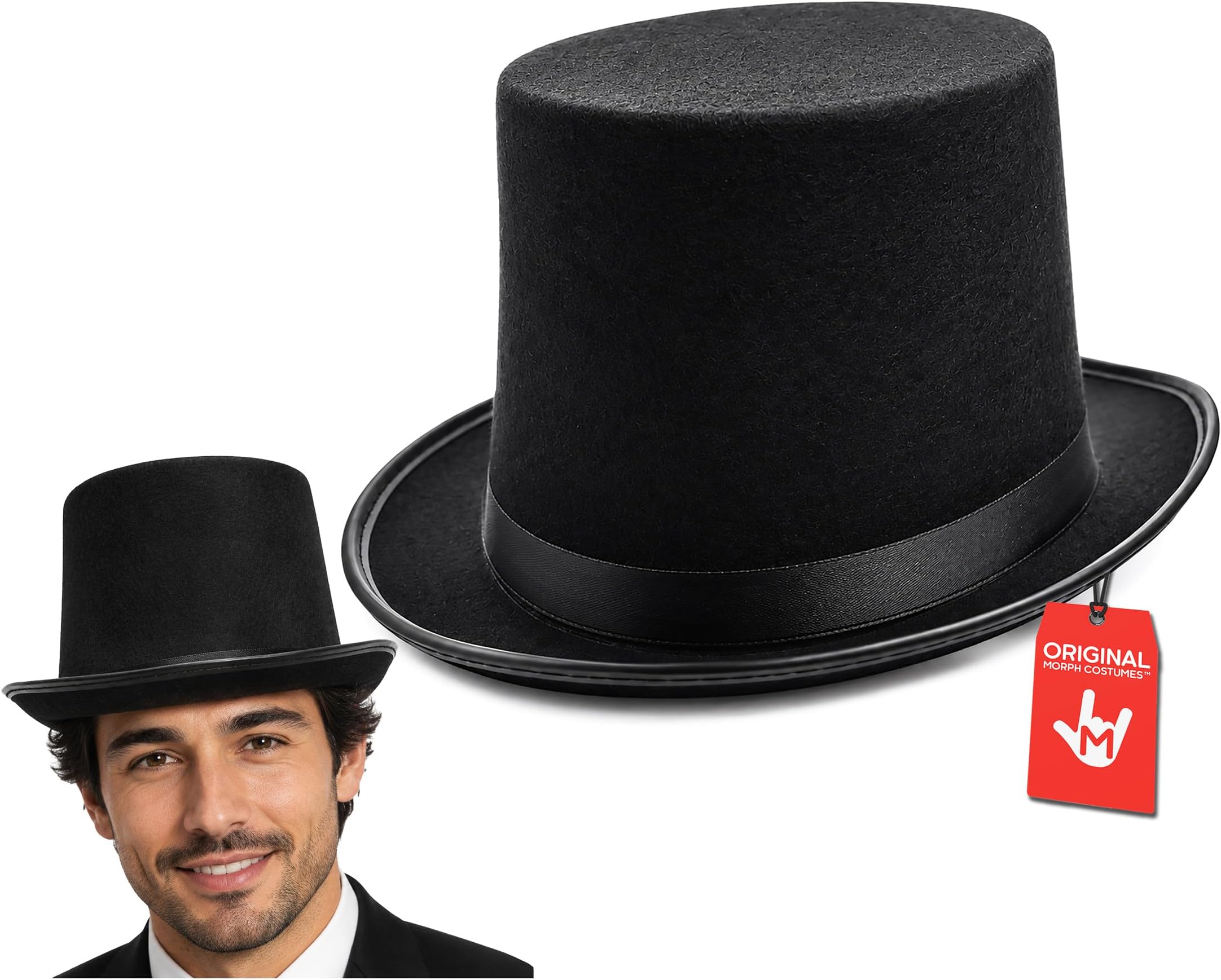 Nicky Bigs Novelties Tall Deluxe Felt Top Hat, Black, One Size