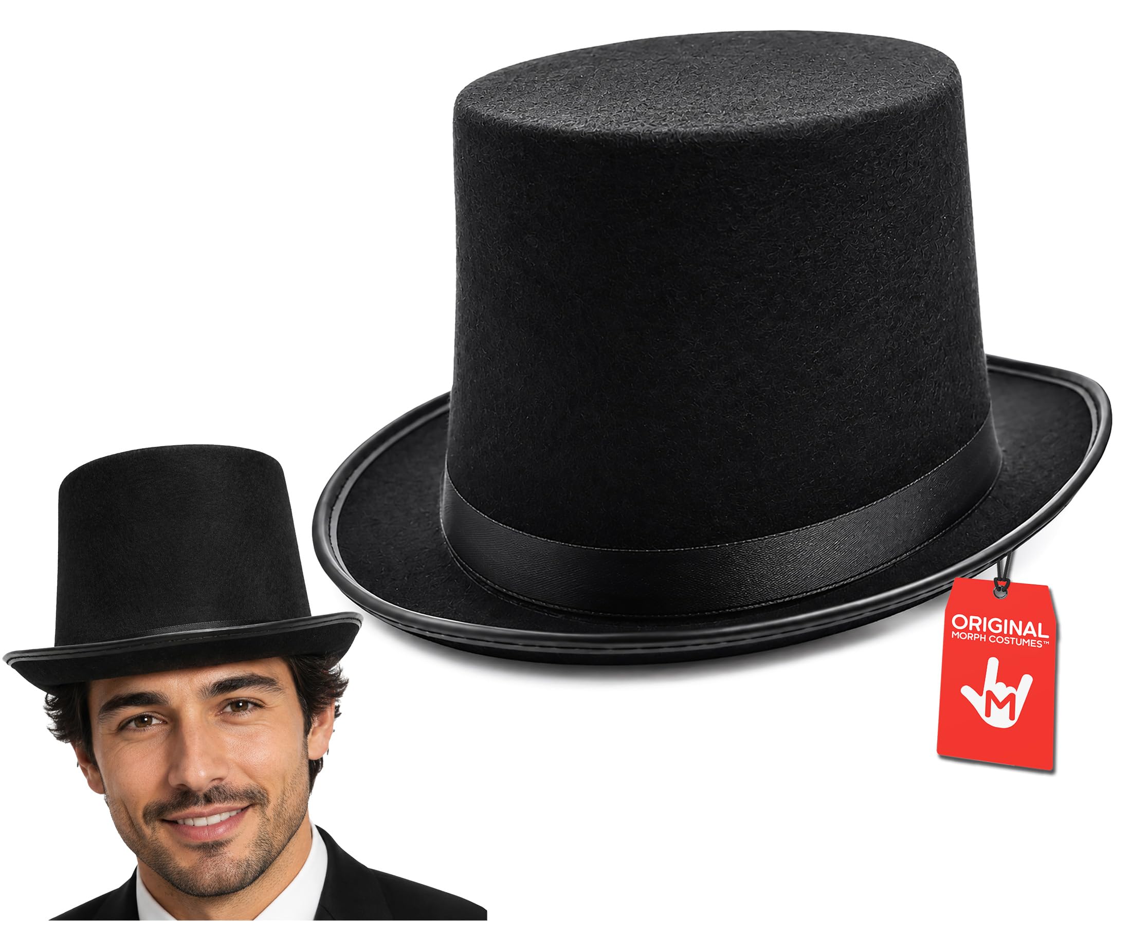 帽子 10's UNUSUAL S.TOP HAT(NOS-60CM) Nicky Bigs Novelties Tall Deluxe Felt Top Hat, Black, One Size