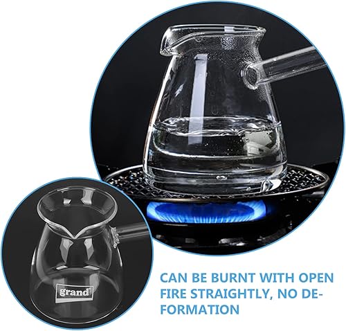 Miniatura 9 de Paquete de 1 vaso de chupito de espresso con asa, olla de café turco de vidrio grueso para hervir 15.2 onzas, transparente