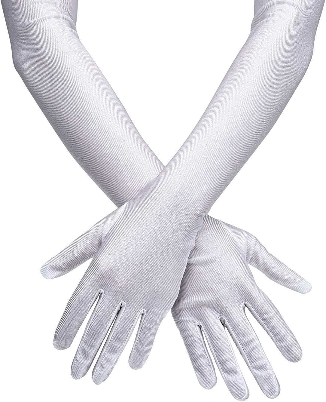 'Opera Gloves 1920s Long Glove Classic Satin Elbow Length Gloves 22'' Adult Size'