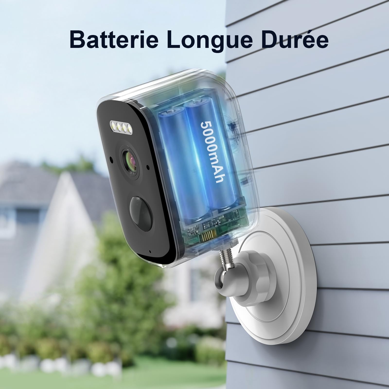 Camera Exterieur sans Fil Solaire 2.5K 5MP, Camera WiFi Batterie 2.4Ghz | IP65, Vision Nocturne Couleur, Détection Mouvement, Audio Bidirectionnel, Batterie 5000mAh + Panneau Solaire