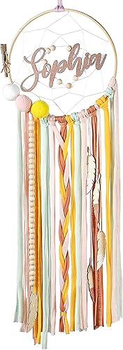 Atrapasueños de regalo con nombre personalizado para niñas, decoración de dormitorio personalizada para colgar en la pared para bebé, regalo único