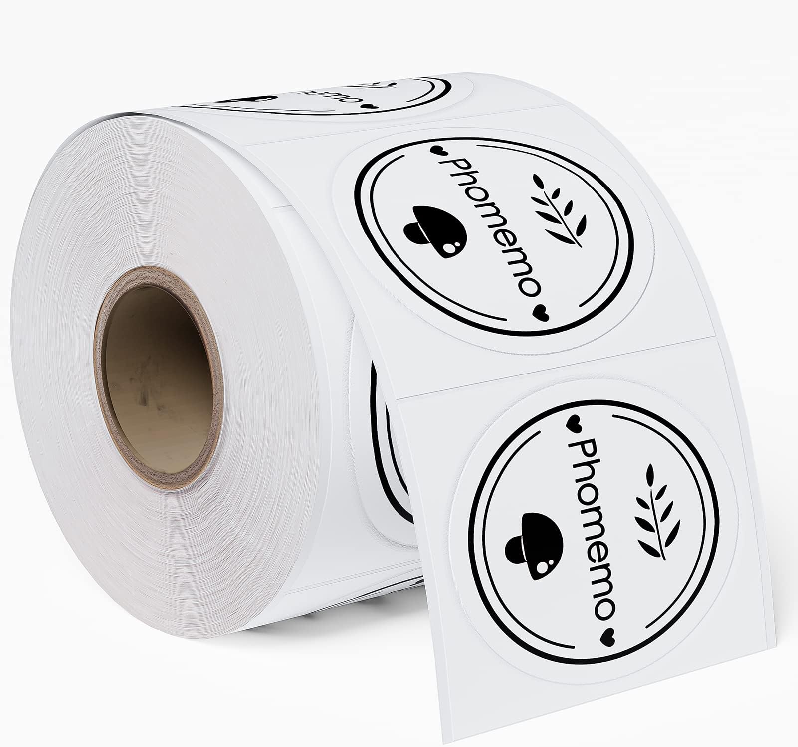 Phomemo 2" White Circle Direct Thermal Labels, Self-Adhesive Thermal Stickers Labels, Thermal Printer Labels for Name Tag, Address, Logo Design, Shipping, DIY Design, QR Code, 750 / 1Roll