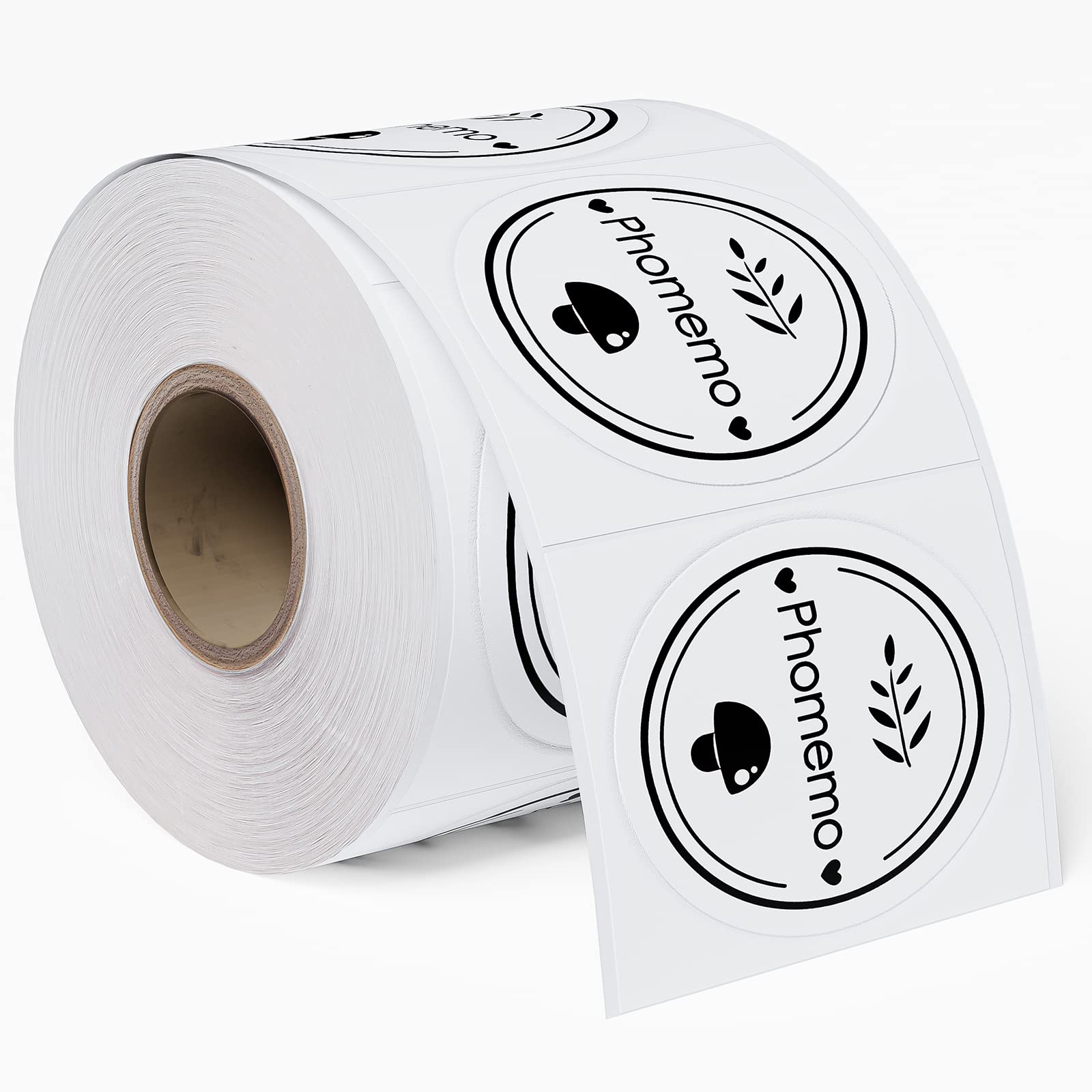 Phomemo 2" White Circle Direct Thermal Labels, Self-Adhesive Thermal Stickers Labels, Thermal Printer Labels for Name Tag, Address, Logo Design, Shipping, DIY Design, QR Code, 750 / 1Roll