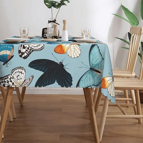 Miniatura 2 de Aimeryup Mantel rectangular de mariposa azul y blanco, mantel rectangular impermeable para mesas rectangulares de 6 pies, manteles de mesa para