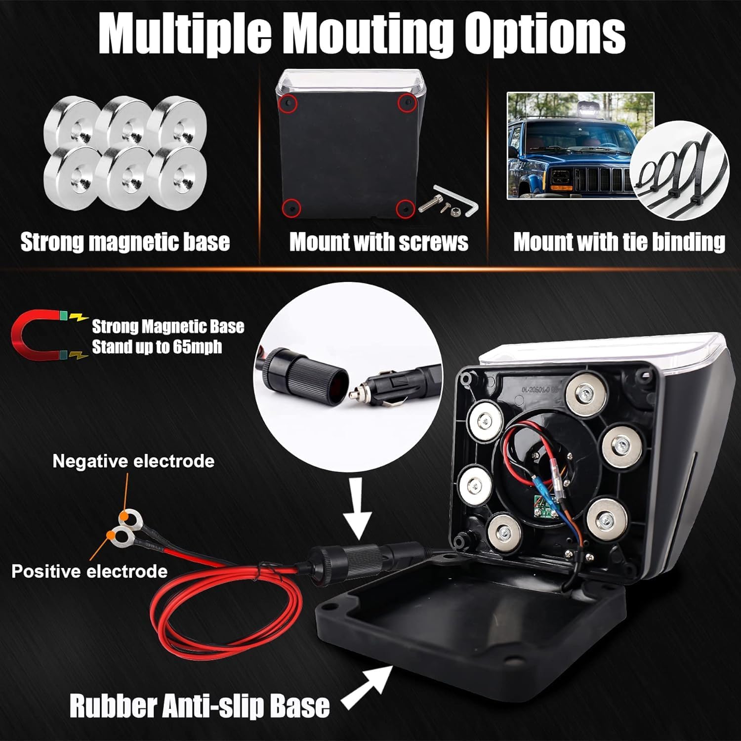 LED Search Light Wireless Remote Control 360° Rotating Searchlight with Strong Magnetic Base&Permanent Mount Automatic Search LED Truck Spot Light for Boat Marine SUV Farm Field