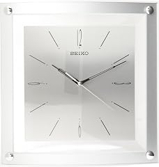SEIKO QXA 330 SLH Square Silver and Glass Non Ticking Wall Clock, Silver, 12 . 25 Inch product photo