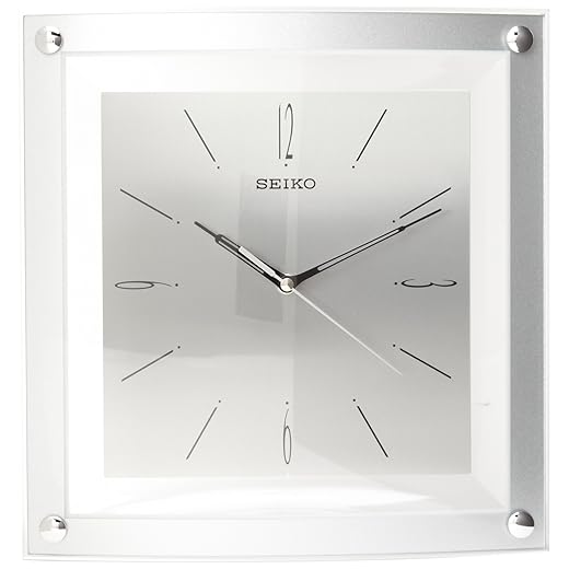 SEIKO QXA 330 SLH Square Silver and Glass Non Ticking Wall Clock, Silver, 12 . 25 Inch product image
