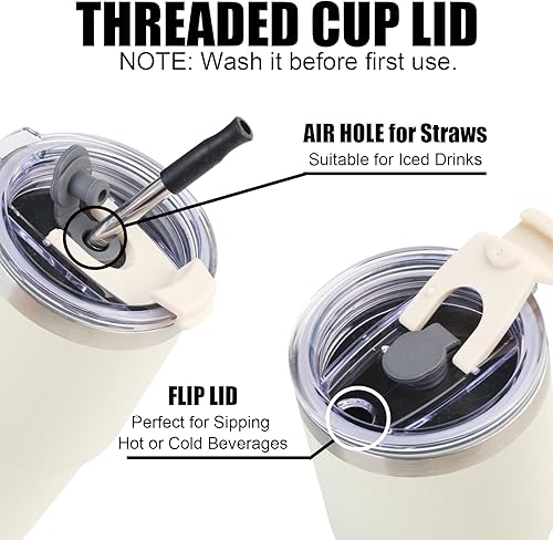 Miniatura 2 de AQUAPHILE Vaso aislado de 20 onzas, taza de viaje de acero inoxidable con tapa y pajilla, vaso de café portátil a prueba de fugas de doble pared al