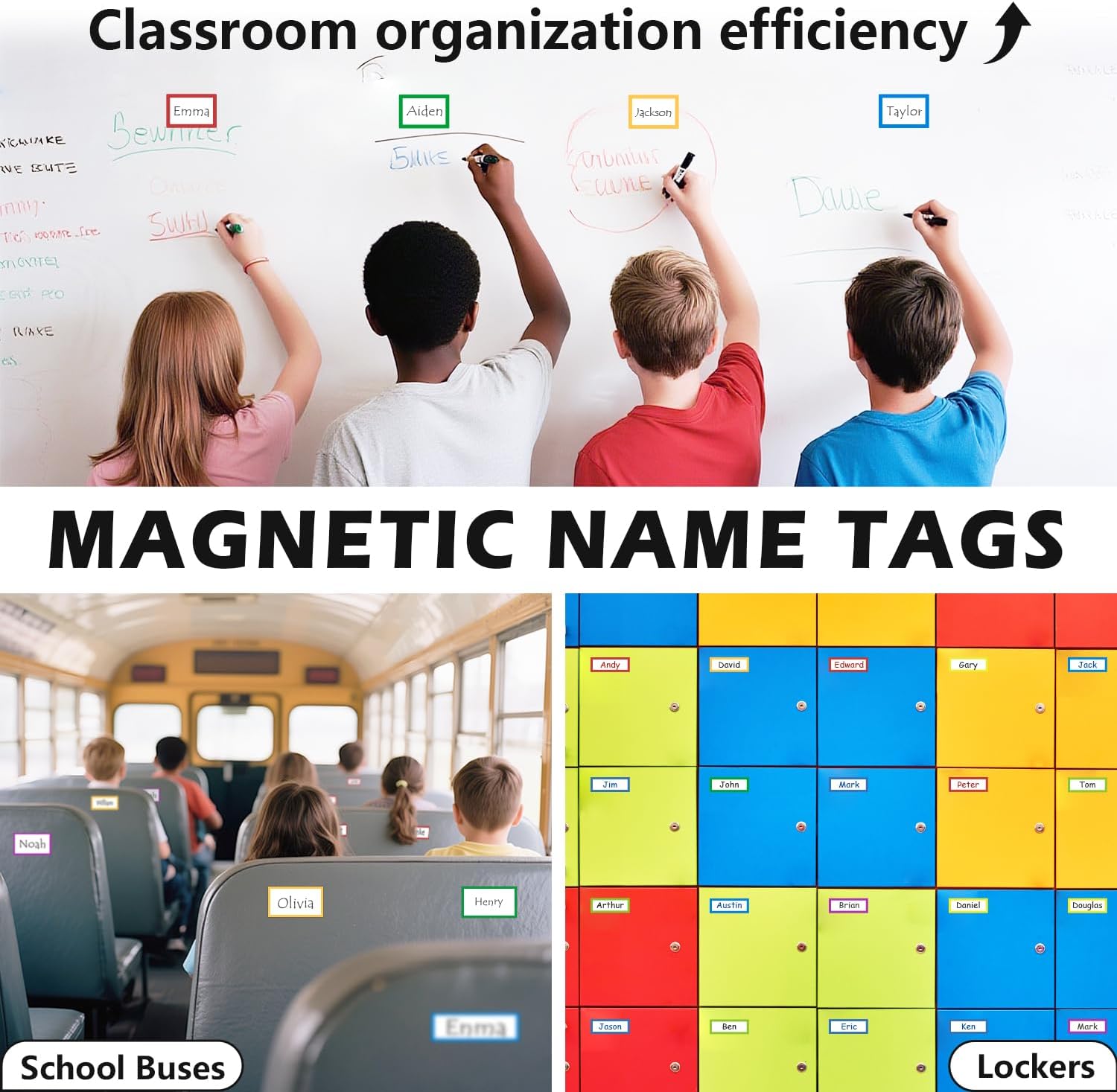 TOTiyea 240 Pack Magnetic Dry Erase Labels, 3.2 x 1.2 Inches, Magnetic Name Tags for Classroom School Bus Lockers, Reusable Write On Magnets for Whiteboards, Colorful Magnetic Labels