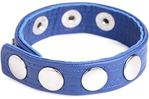 Blue Studded Leather Speed Snap-On Cock Ring: Enhance Your Pleasure