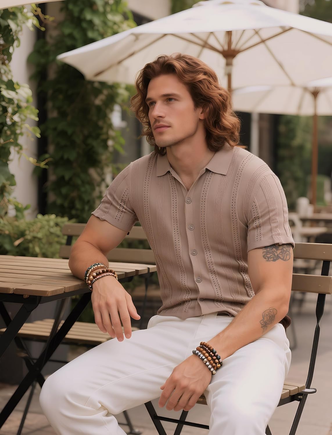 TrailTech Mens Knit Shirts Short Sleeve Button Down Dress Shirts Fashion Polo Shirts Casual Summer Beach Tops - Image 3