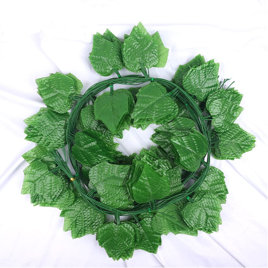 12 Pieces Artificial Green Plant Ivy Vine Set, Green Artificial Ivy Garland, Artificial Green Plant Ivy Vine, Fake Plant Vine Green Leaf Hanging Aesthetic. (30 grape leaves)