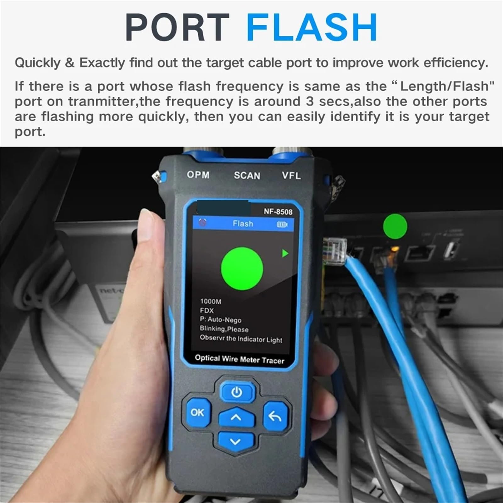 Tester per fibra ottica, Tester for cavi di rete CAT5 CAT6 POE Network Line Finder OPM VFL 10mw