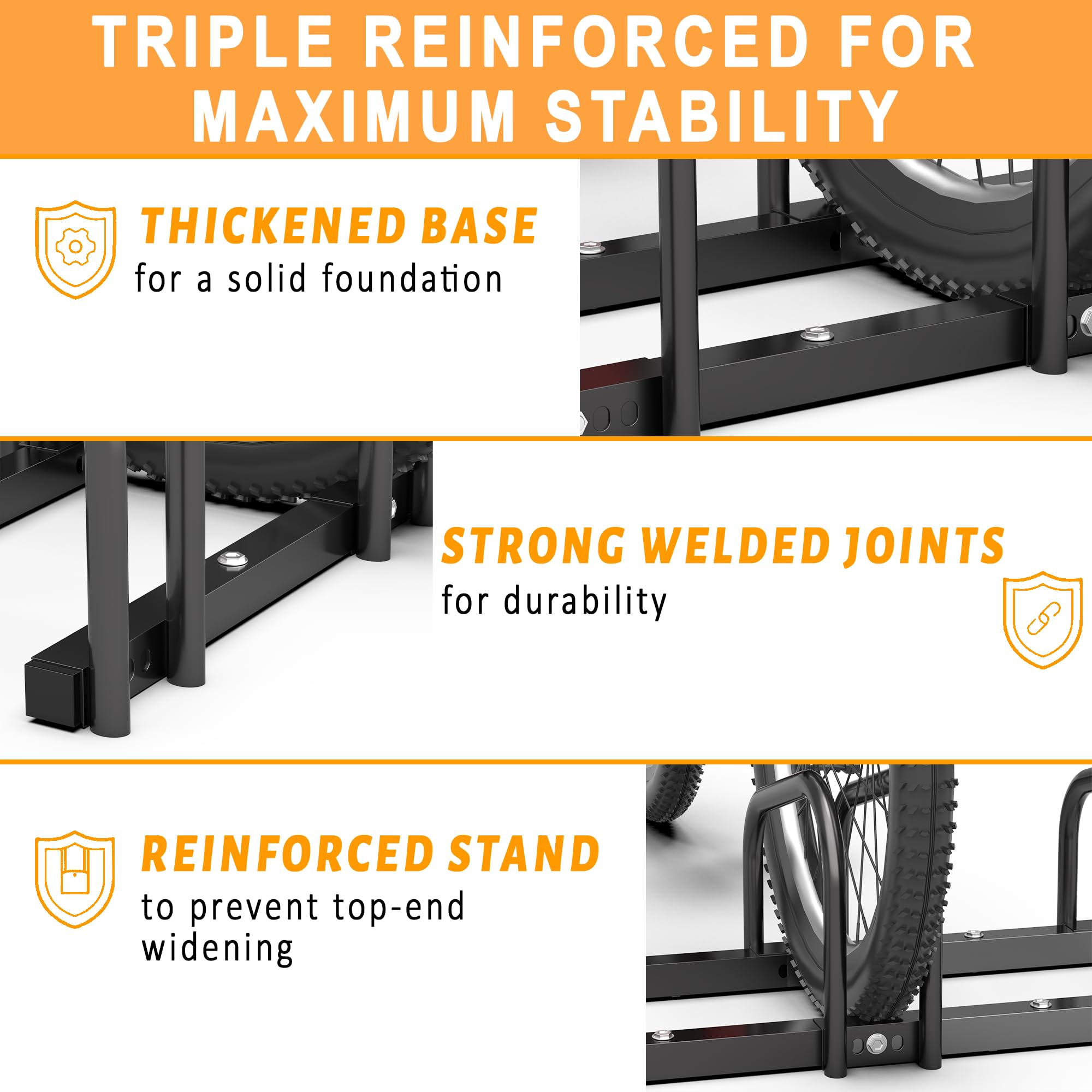 Ultrawall Bike Storage Rack for Garage, 4 Bikes Floor Bike Stand, Bicycle Parking Holder Stand for Indoor/Outdoor, Fit 22-28" Wheel Tire Width 2.1"