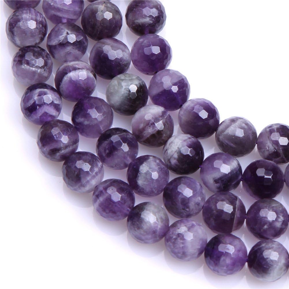 Sweet & Happy Girl's Gemstone Beads Strand SHGbeads 10mm Dream lace Amethyst Semi Precious Gemstone Round Faceted Loose Beads for Jewellery Making DIY Handmade Craft Supplies 15inch,Purple - Image 3