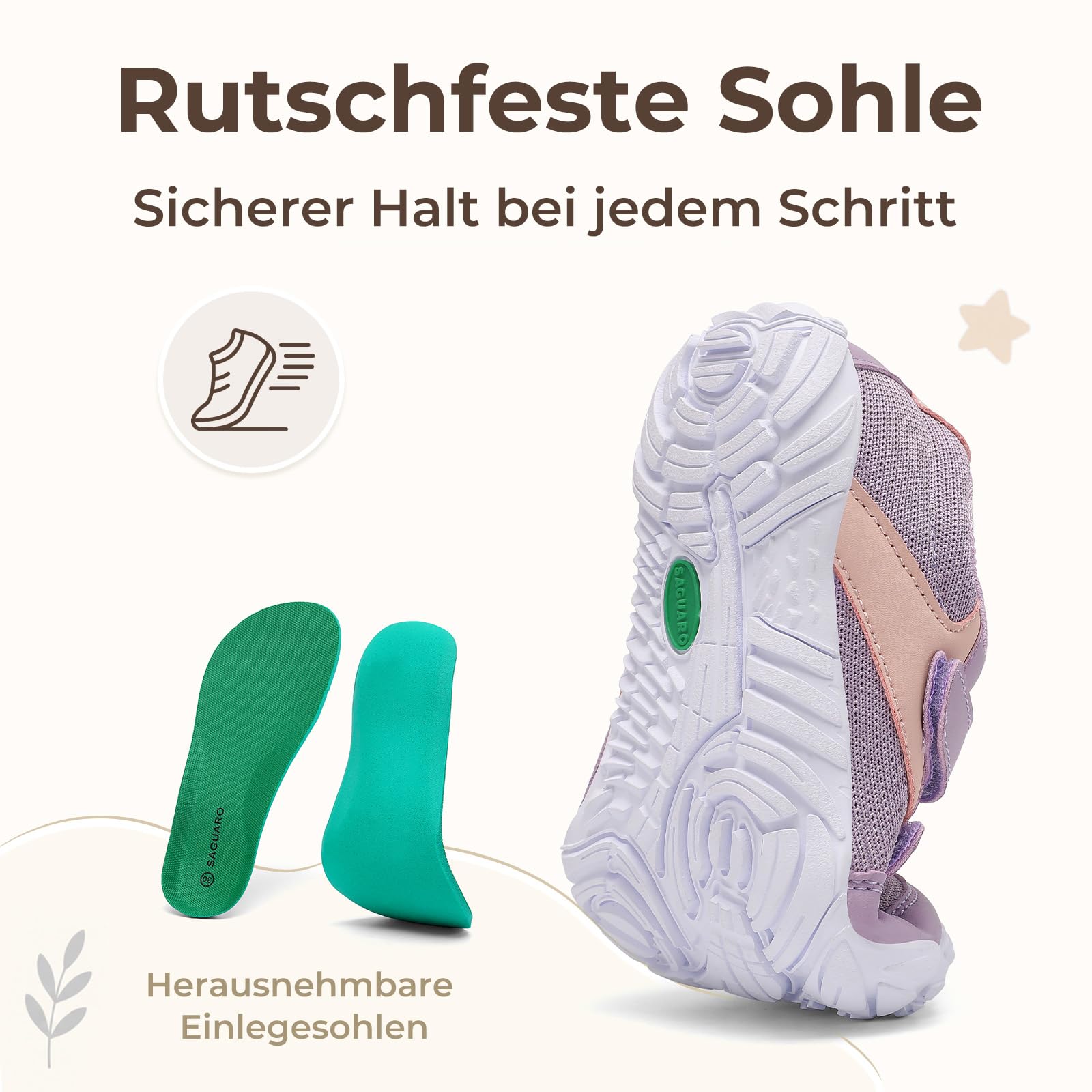 SAGUARO Kinder Barfußschuhe Leicht Barfuß Sneaker mit Breiter Zehenbox und Zero-Drop Sohle, Gr. 25-36 - 5
