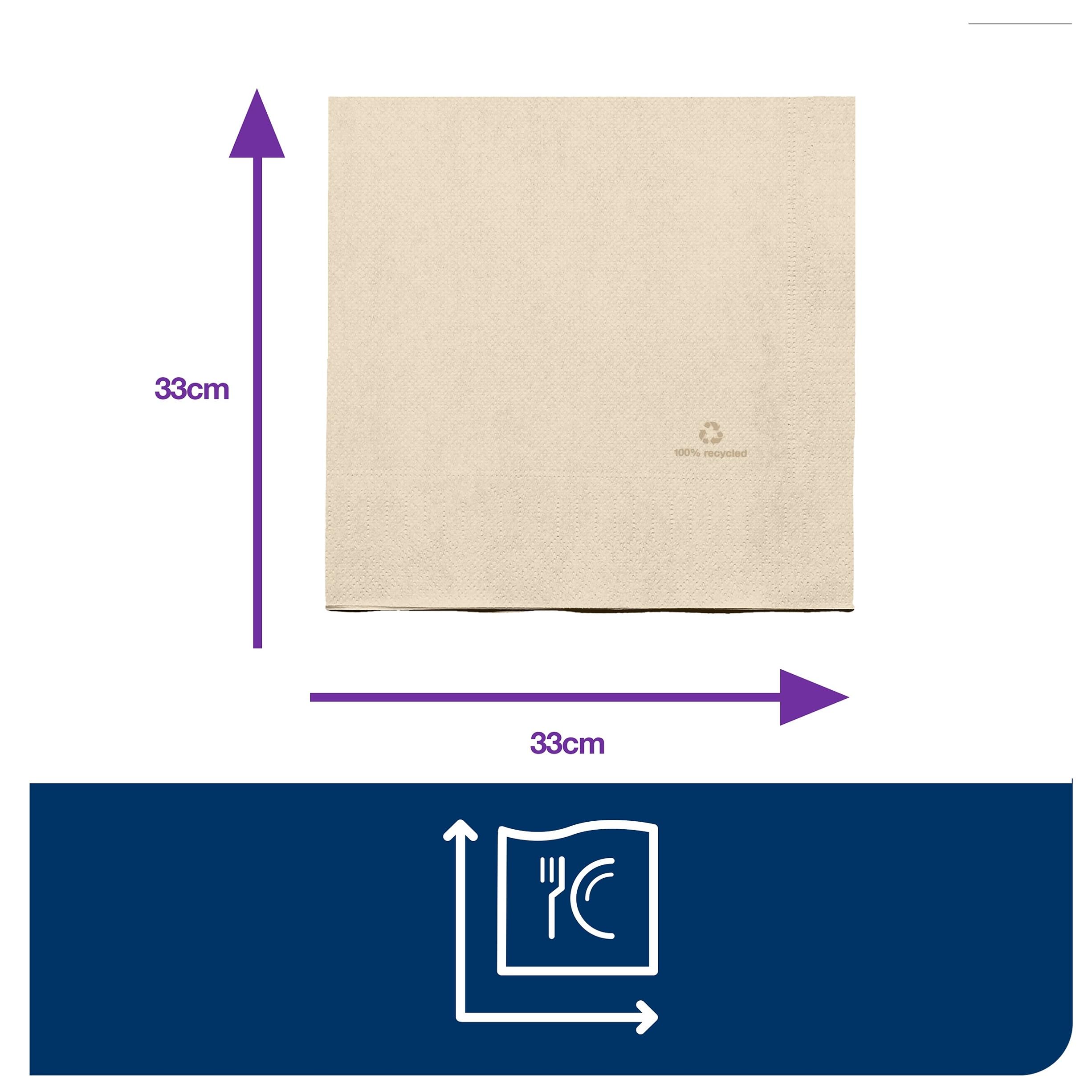 Tork Serviette Lunch naturel, 477350, 10 x 200 serviettes | pliage 1/4, 2 plis, 33 cm x 33 cm