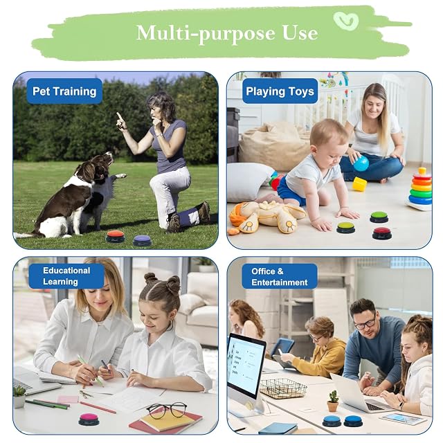 Foto 5 de 6 de Gelabur Juego de 8 botones de comunicación para perros, botones grabables por voz para aula