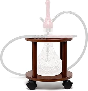 (Bamboo to Protect Hooka from Falling Over, Wooden Table with Wheels & Brakes, Hookah Accessories, Secure Shisha, Stop Burnt Carpet, nicotine free (Mini, Dark-Brown)