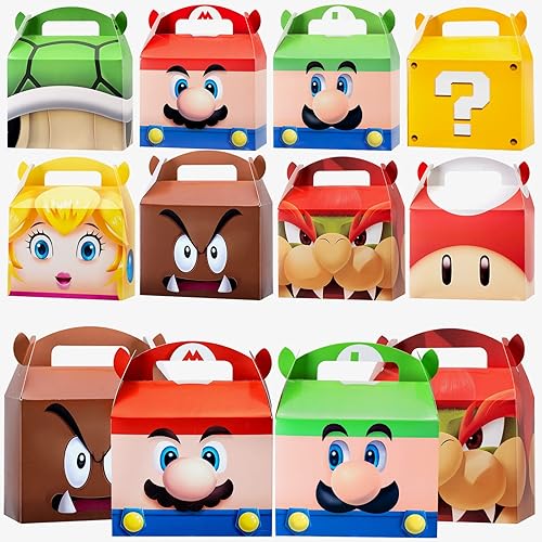 Momkutei Suministros para fiestas de cumpleaños, 24 cajas de regalo, regalos de fiesta de juegos, lo mejor para llenar las bolsas de regalo de