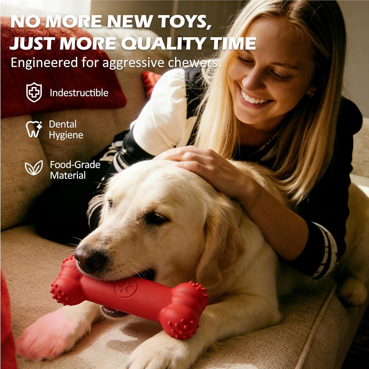 2-Pack Dog Toys Freeze Lick Bones Indestructible Dog Toys for Aggressive Chewers, Freezeable Slow Feeder for Teething Dental Care Toy Relief to Small/Medium Breeds Dog Bone Keep Busy