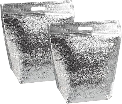 Insulated Bag, Aluminum Cooler Bag, Set of 2, Heat Retention, Refrigerating, Freezer Packaging, Lunch Bag, Cooler Bag, Lunch Bag, Bento Bag, Take-out, Foldable 13.0 x 13.4 x 4.7 inches 33 x 34 x 12 cm