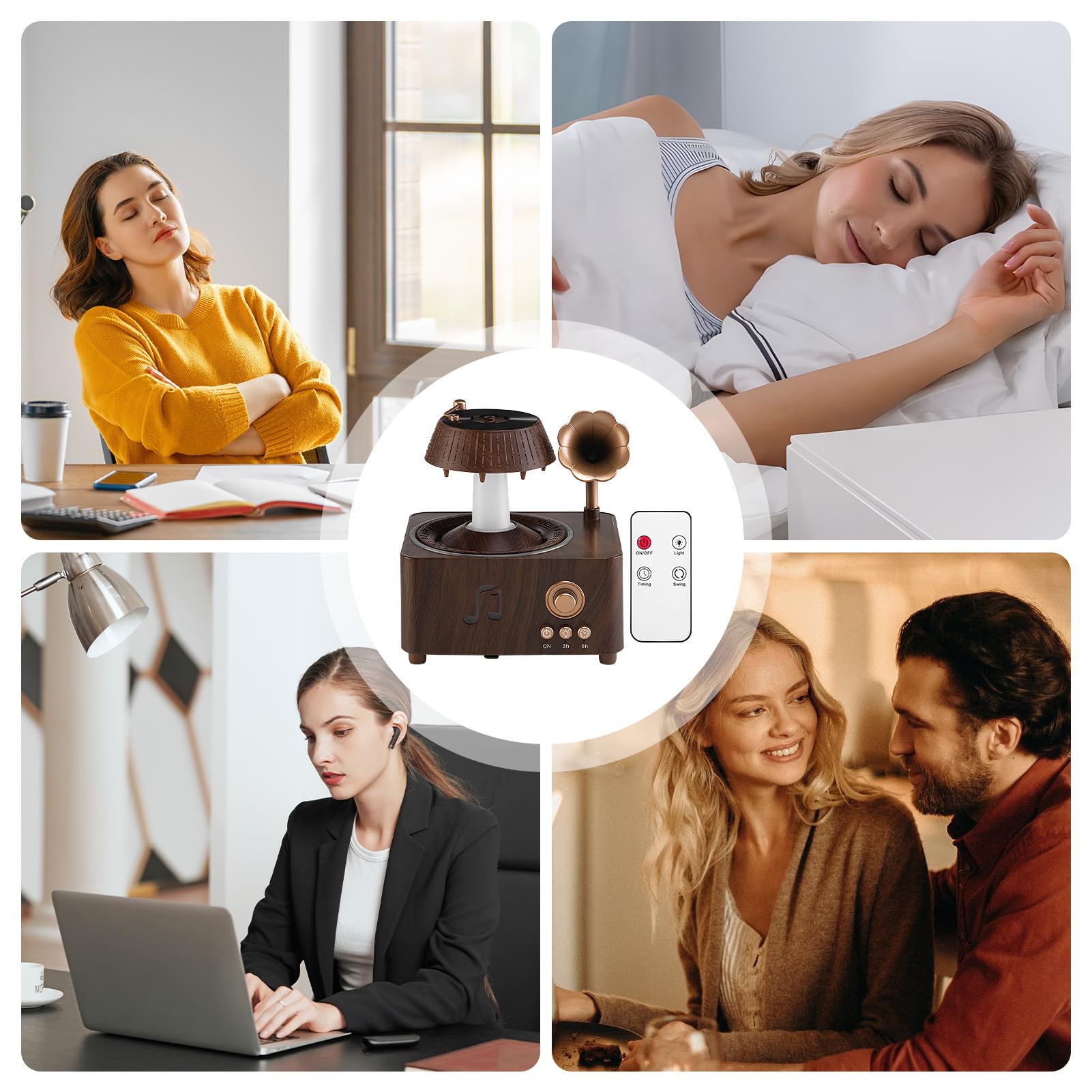 Diffusore Pioggia Profumatore d'Ambiente Retrò da 250ml con LED | Diffusore a d'Acqua con Spegnimento Automatico per Hotel Casa Auto Soggiorno Camera da Ufficio Domestico Relax
