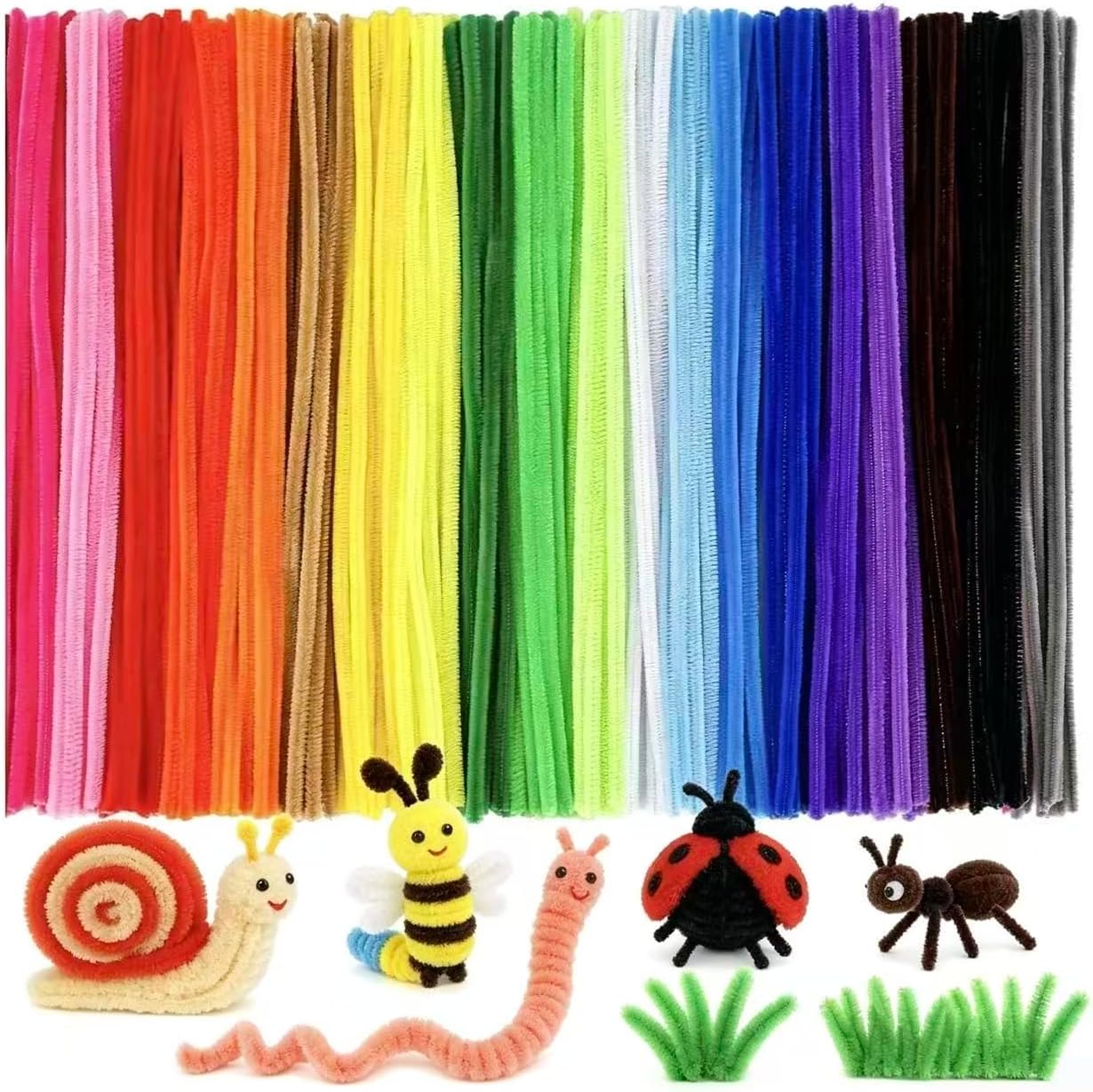 NANHMSW 300 PCS Thick Pipe Cleaners Craft Supplies Multi-Color Chenille Stems for Art and Craft Projects Kids Creative Toys DIY Home Decorations (Size：12inch x 6mm)
